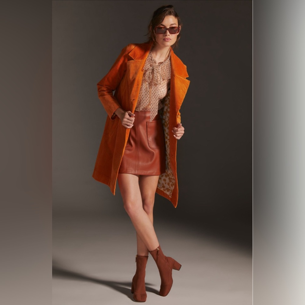 By Anthropologie Corduroy Duster Copper Orange Size 2